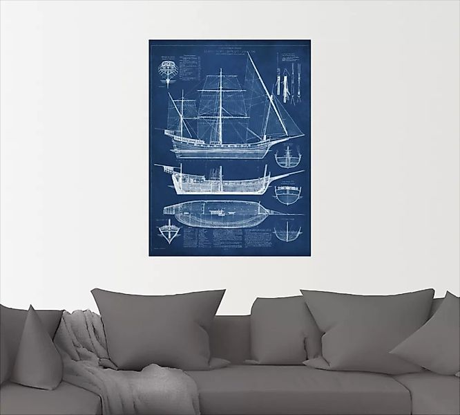 Artland Wandbild "Entwurf für ein Antikes Schiff I", Boote & Schiffe, (1 St günstig online kaufen