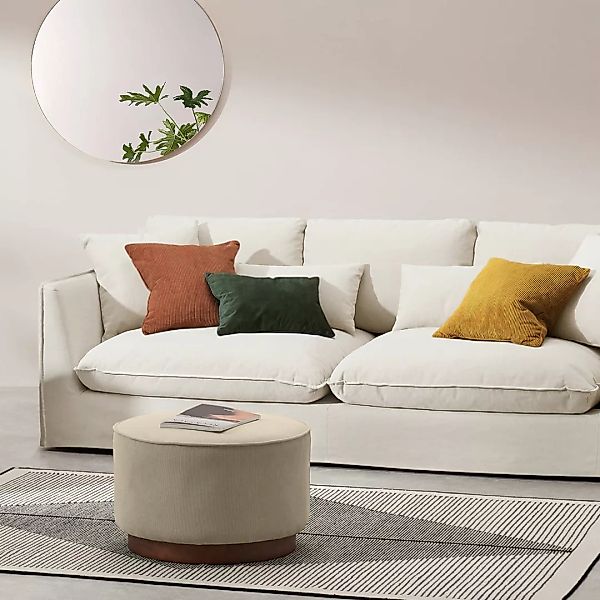 Kasiani 4-Sitzer Sofa, Baumwoll-Leinen-Mix in Cremeweiss - MADE.com günstig online kaufen