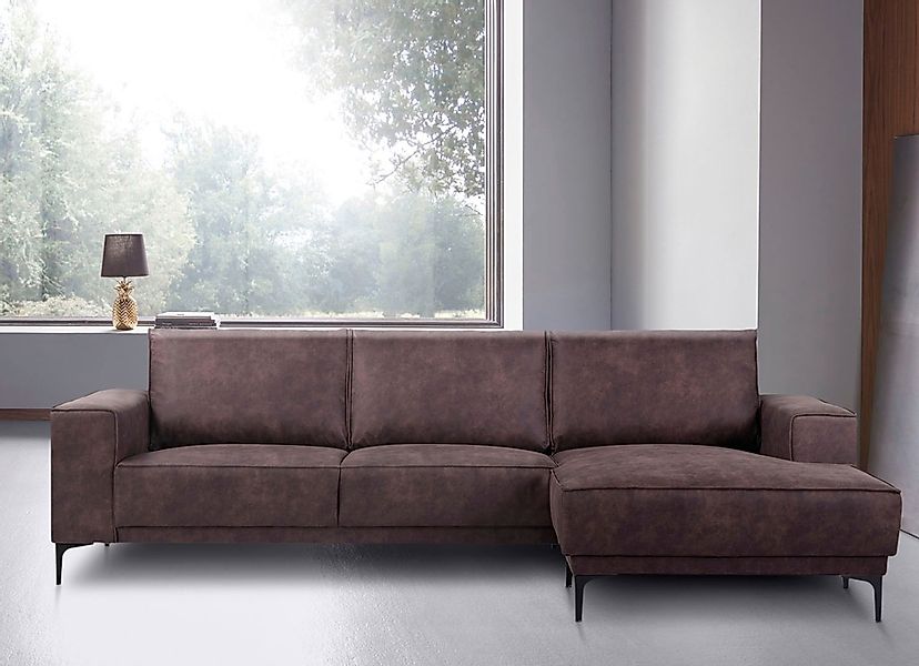 Places of Style Ecksofa "Polsterecke Oland, Struktur, Flachgewebe, Luxus-Mi günstig online kaufen