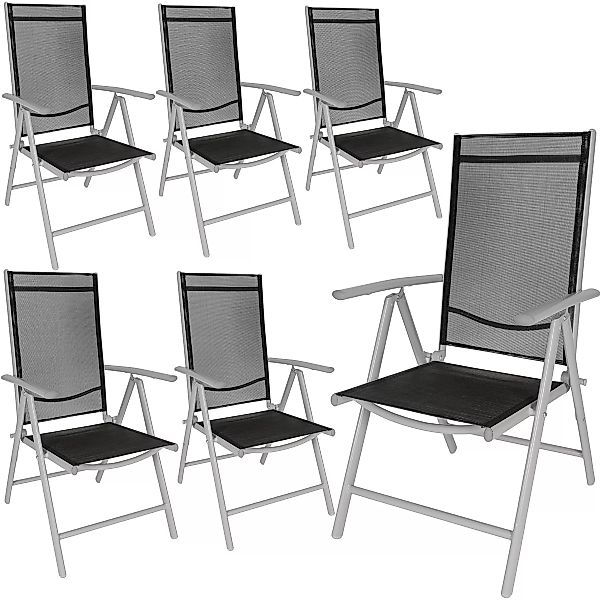 6 Aluminium Gartenstühle klappbar - schwarz/silber günstig online kaufen