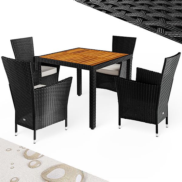 Casaria Garten-Essgruppe, (5-tlg), Polyrattan 4 Personen Auflagen Stühle St günstig online kaufen