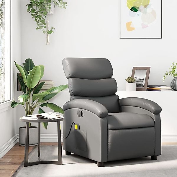 vidaXL Sessel Massagesessel Grau Kunstleder (1-St) günstig online kaufen