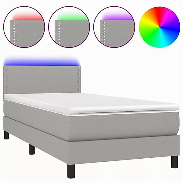 vidaXL Boxspringbett Boxspringbett mit Matratze LED Hellgrau 80x200 cm Stof günstig online kaufen