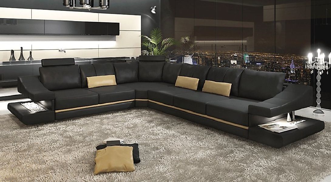 JVmoebel Ecksofa Ledersofa Couch Polster Eckgarnitur Sofa Couchen Sofas Led günstig online kaufen