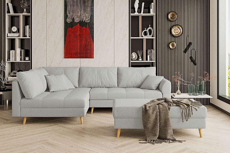 99rooms Ecksofa Bello, Sofa L-Form mit Hocker, links oder rechts bestellbar günstig online kaufen