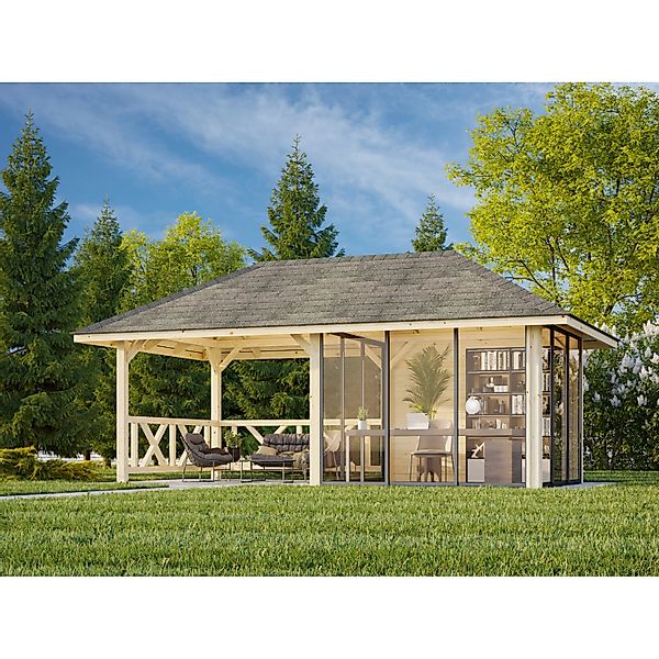 Palmako Pavillon Bianca Set 504 Slide Plus 588 x 300 cm Lackiert Weiß FSC® günstig online kaufen