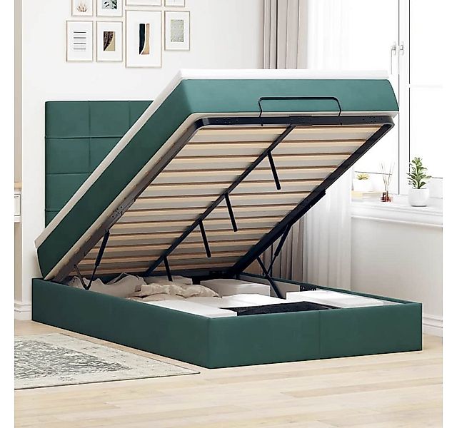 vidaXL Bett, Ottoman-Bett mit Matratzen Dunkelgrün 120x200 cm Samt günstig online kaufen