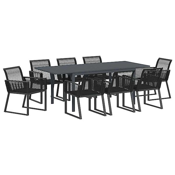 vidaXL Garten Essgruppe 9-Tlg Schwarz Poly Rattan 3378829 günstig online kaufen