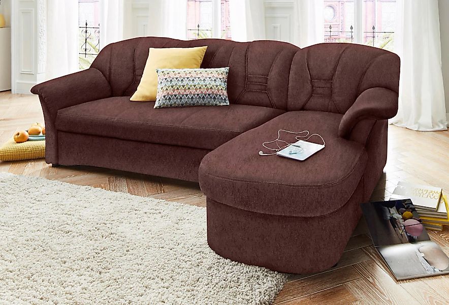 DOMO collection Ecksofa "Elva, zeitlose Formensprache, elegante Rückenstepp günstig online kaufen
