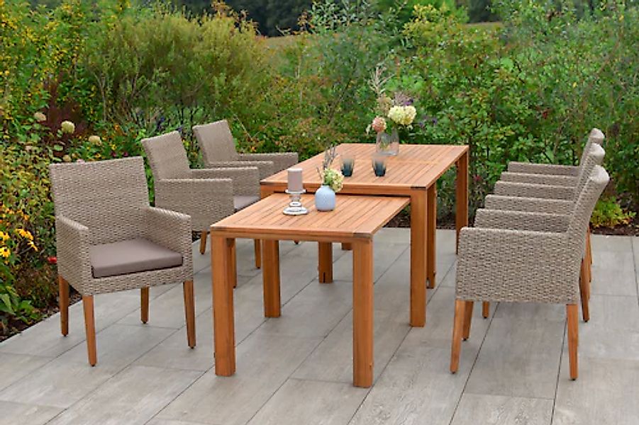 MERXX Garten-Essgruppe »Ranzano« Set, 13 Stk. tlg. 6 Sessel inkl. Sitzkisse günstig online kaufen
