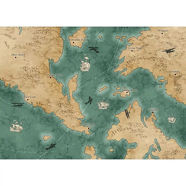 Komar Vliesfototapete Old Travel Map 350 cm x 250 cm günstig online kaufen