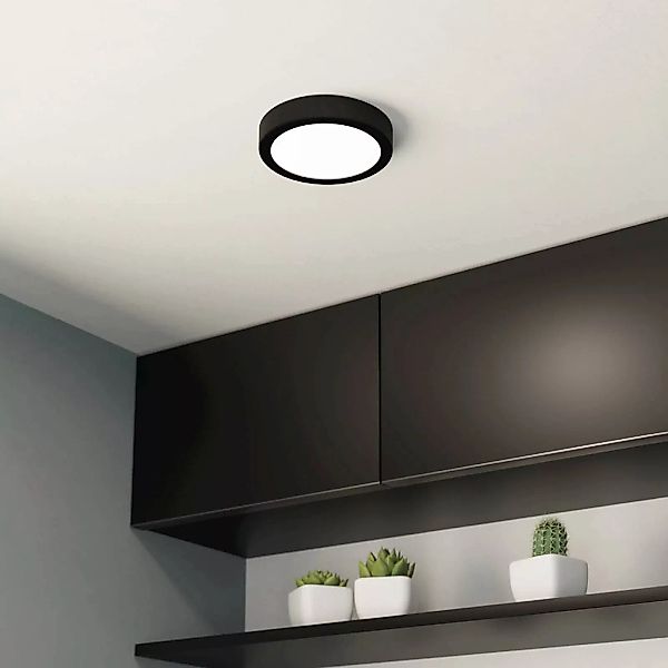 LED-Deckenlampe Fueva 5 IP44 3000K schwarz Ø16cm günstig online kaufen