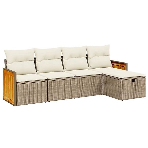 vidaXL 5-Tlg Garten-Sofagarnitur mit Kissen Beige Poly Rattan 3265720 günstig online kaufen