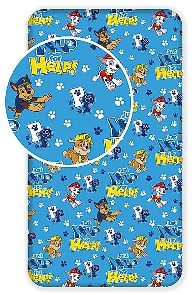 PAW PATROL Spannbettlaken Paw Patrol Chase Marshall Spannbettuch 90x200 + 2 günstig online kaufen
