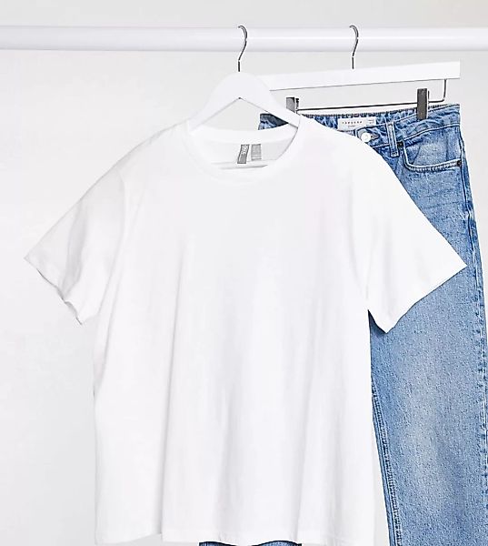 ASOS DESIGN Curve – Ultimate – Weißes T-Shirt aus Bio-Baumwolle mit Rundhal günstig online kaufen