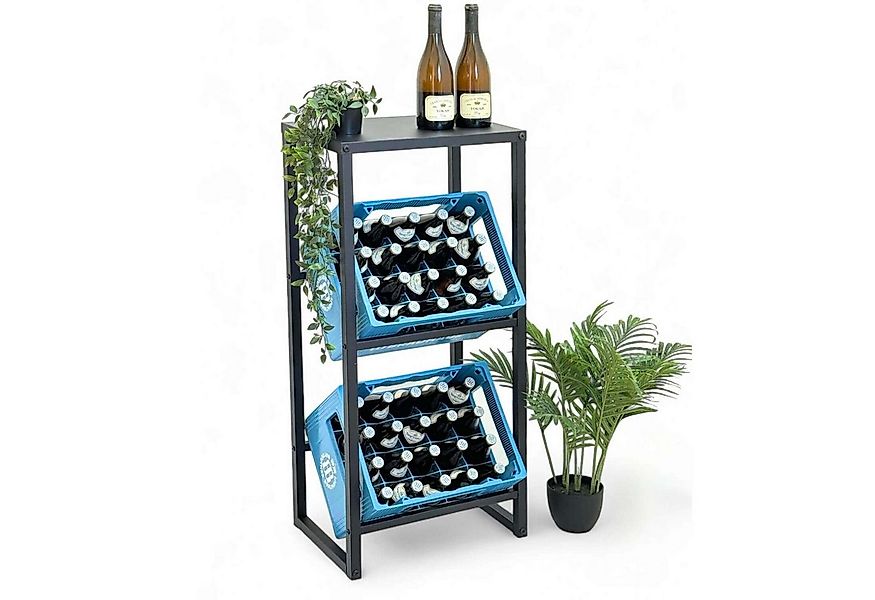 DanDiBo Flaschenregal Getränkekistenregal 2 Kisten mit Ablage Metall Geträn günstig online kaufen