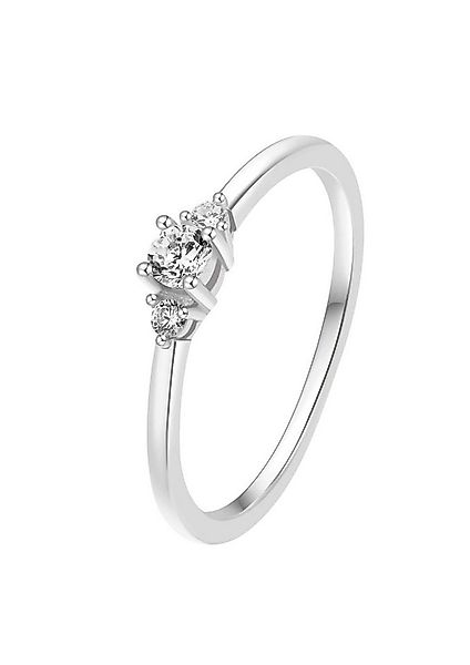 Hey Happiness Fingerring Drei Zirkon Trauring, 925 Silber 18K Roségold Verg günstig online kaufen