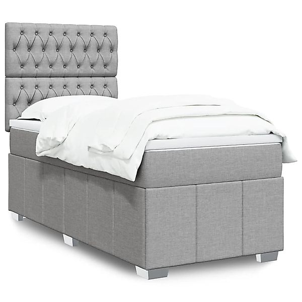 vidaXL Boxspringbett mit Matratze Hellgrau 100x200 cm Stoff 3293886 günstig online kaufen