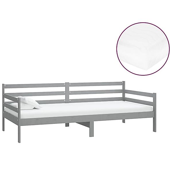 vidaXL Tagesbett mit Matratze 90x200 cm Grau Kiefer Massivholz 3083586 günstig online kaufen