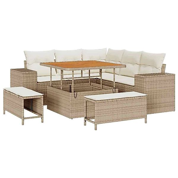 vidaXL Garten-Sofa-Set 8-Tlg Beige Poly Rattan 3361996 günstig online kaufen