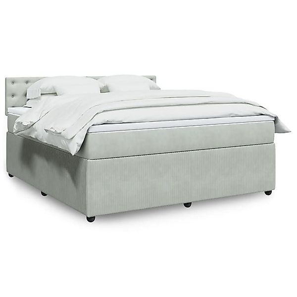 vidaXL Boxspringbett, Boxspringbett mit Matratze Hellgrau 180x200 cm Samt günstig online kaufen