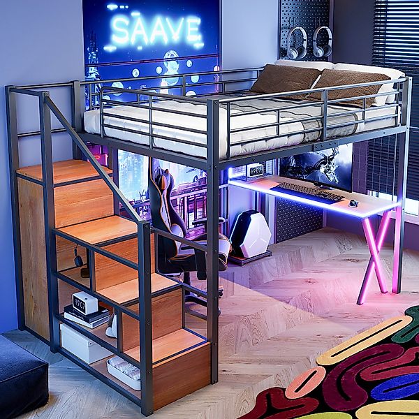 STILVORA Hochbett 140×200 Jugendbett mit matratze,Metallbett günstig online kaufen