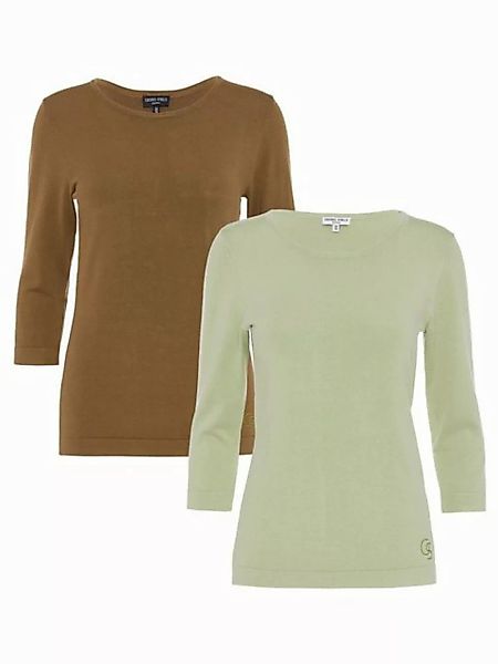 Georg Stiels 3/4 Arm-Pullover (2-tlg., 2er Pack) mit Strasslogo am Saum günstig online kaufen