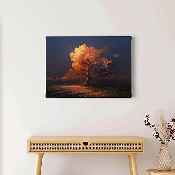 Bricoflor Leinwand Bild Mit Baum Motiv In Blau Und Orange Herbst Bild Auf L günstig online kaufen