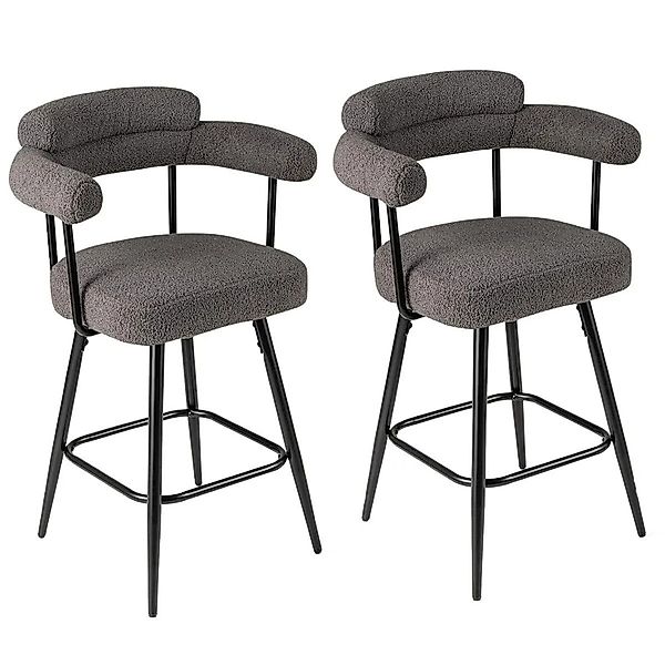 Costway Barhocker 2er Set 360° Drehbar 69 cm Holz mit Rücken Grau günstig online kaufen