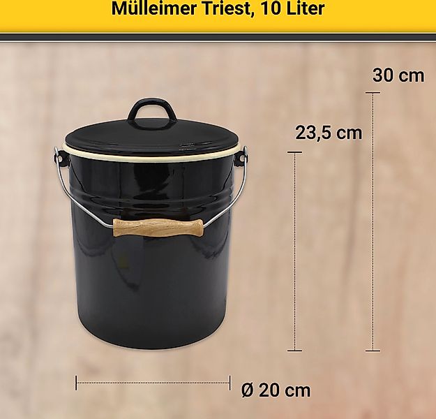 Krüger Mülleimer "Emaille Mülleimer mit Deckel Serie Rio" schnitt- / kratzf günstig online kaufen