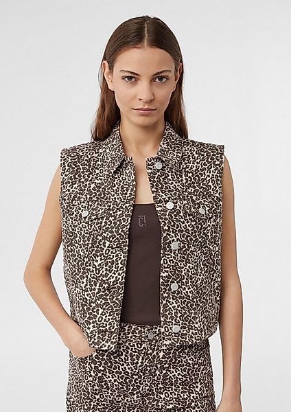 comma Funktionsweste Indoor-Weste Verkürzte Denim-Weste mit Leo-Muster günstig online kaufen