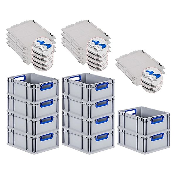 PROREGAL Spar Set 10x Eurobox Nextgen Color Mit Scharnierdeckel & Schiebesc günstig online kaufen