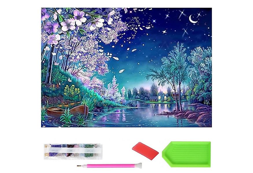 LA CUTE Malen nach Zahlen XXXL 5d Diamond Painting Fluss bei Nacht Malen na günstig online kaufen