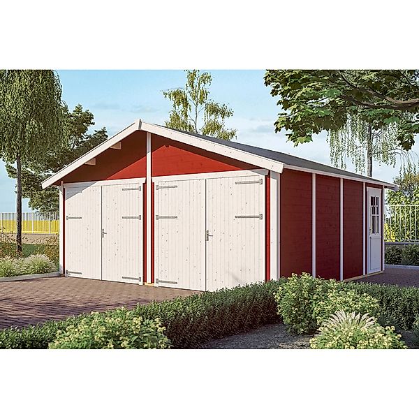 Skan Holz Holzgarage Varberg 3 570 cm x 525 cm Schwedenrot günstig online kaufen