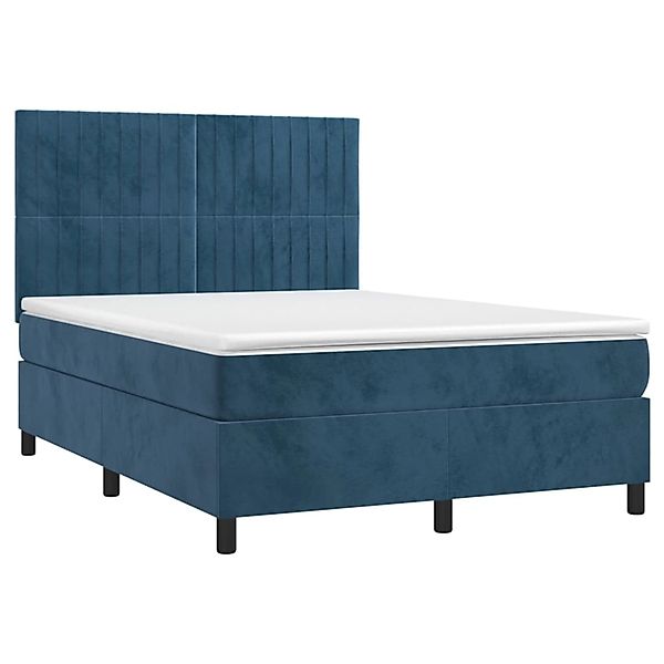 vidaXL Boxspringbett mit Matratze & LED Dunkelblau 140x190 cm Samt 3136243 günstig online kaufen