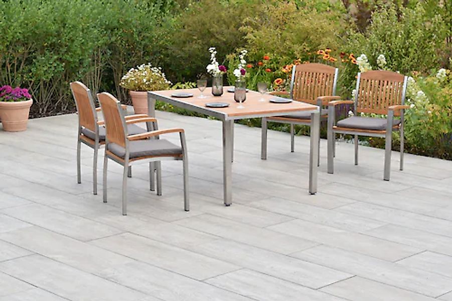 MERXX Garten-Essgruppe »»Keros«« Set, Inkl. Sitzkissen, Edelstahlgestell, 9 günstig online kaufen