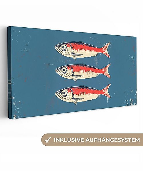OneMillionCanvasses® Leinwandbild Panorama Fische - Rot - Blau, Fotodruck ( günstig online kaufen