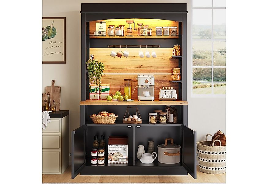 OKWISH Hochschrank Küchenbuffet,Kommode,Sideboard (mit LED-Beleuchtung, Kip günstig online kaufen