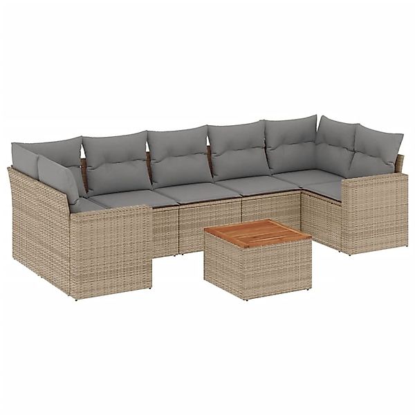 vidaXL 8-Tlg Garten-Sofagarnitur mit Kissen Beige Poly Rattan 3256367 günstig online kaufen