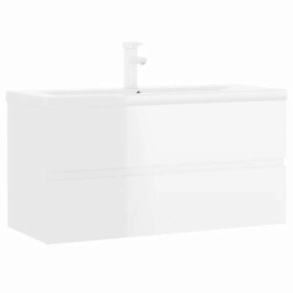 vidaXL Waschbeckenunterschrank mit Einbaubecken Hochglanz-Weiß Waschbeckenu günstig online kaufen
