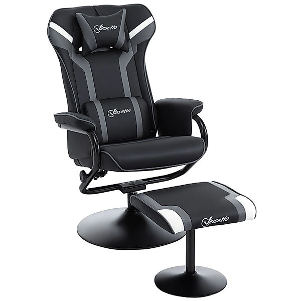 Vinsetto Relaxsessel mit Hocker Kunststoff Schaumstoff Stahl Schwarz Grau günstig online kaufen