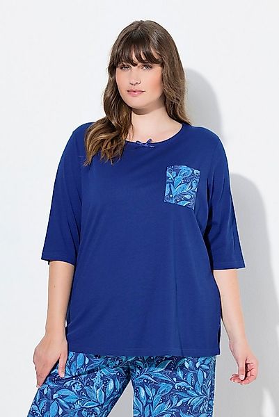 Ulla Popken Pyjamaoberteil Pyjama-Shirt U-Boot-Ausschnitt 3/4-Arm günstig online kaufen