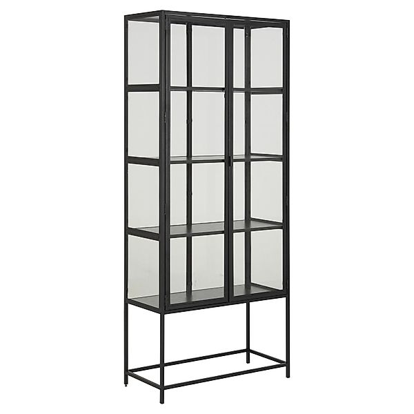 ebuy24 Sea Vitrinenschrank A 2 Glastüren und 4 Regale Schwarz günstig online kaufen