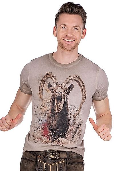 Almtracht® Trachtenshirt Trachtenshirt Herren - ALPENKING - beigebraun günstig online kaufen