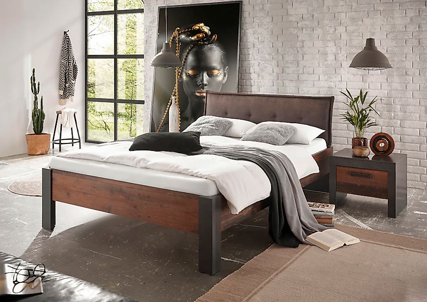 Home affaire Bettanlage "BROOKLYN" Set, Einzelbett mit Polsterkopfteil, Nac günstig online kaufen