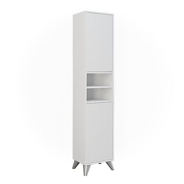 Vicco Badschrank Leano Weiß 38 x 180 cm mit 2 Türen günstig online kaufen