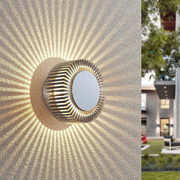Lucande Keany LED-Außenwandlampe, Strahlenkranz günstig online kaufen