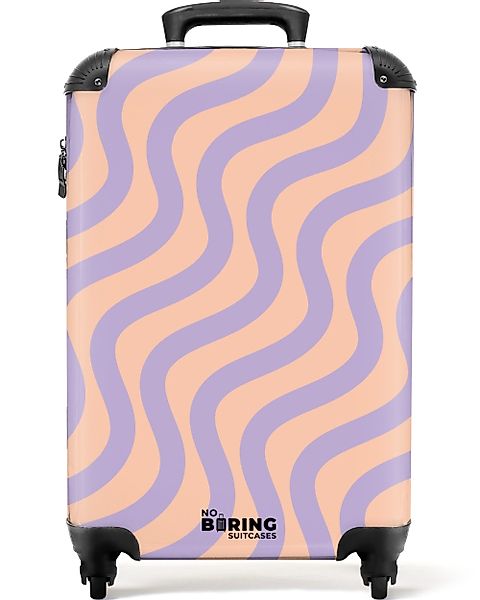 NoBoringSuitcases.com© Hartschalen-Trolley Rosa mit lila Wellenlinien günstig online kaufen