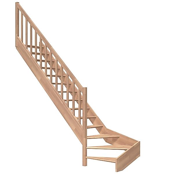 Dolle Raumspartreppe Paris 1/4-gew. Links Buche Rechteckstabgeländer FSC® günstig online kaufen