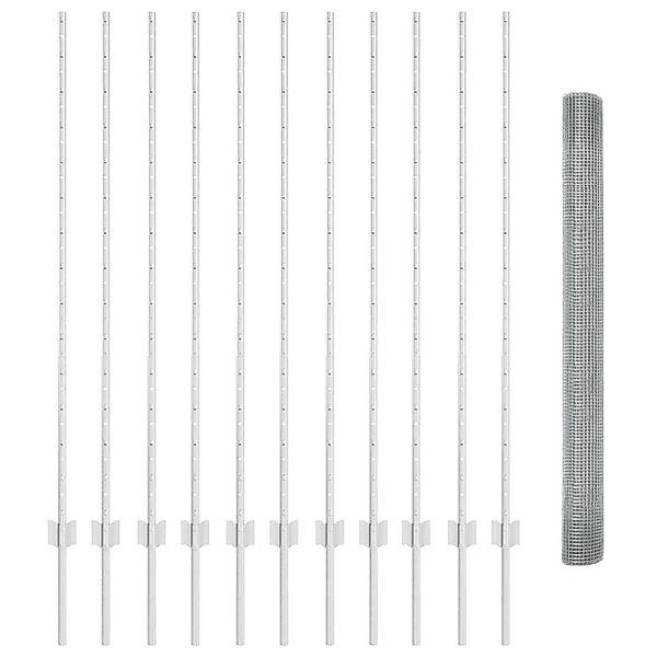 vidaXL Gartenzaun Zaun mit Pfosten Silber günstig online kaufen